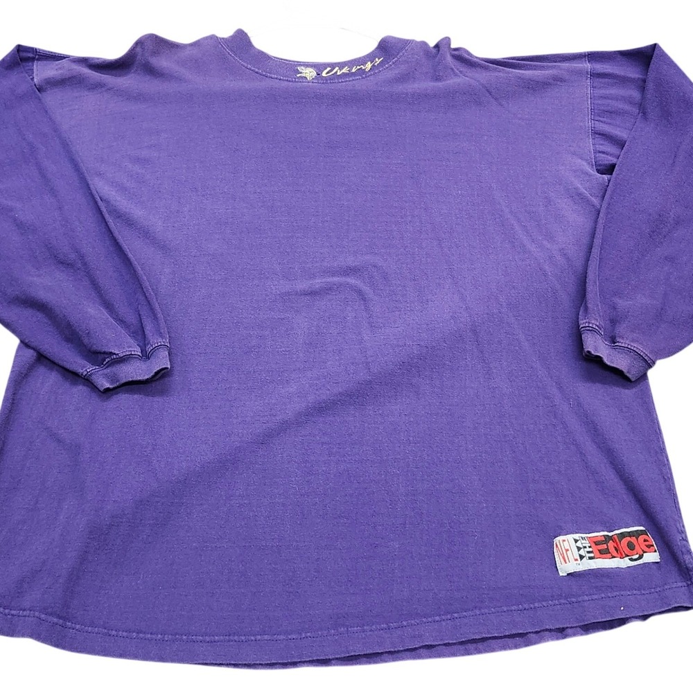 Vintage 1996 Minnesota Vikings The Edge NFL Long Sleeve Shirt Purple 3XL Mens